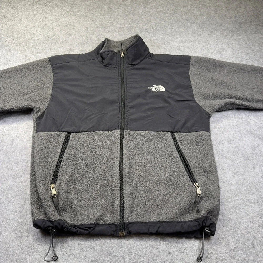 The North Face Denali Fleece Jacket Youth L Gray Black Good Polartec Full Zip